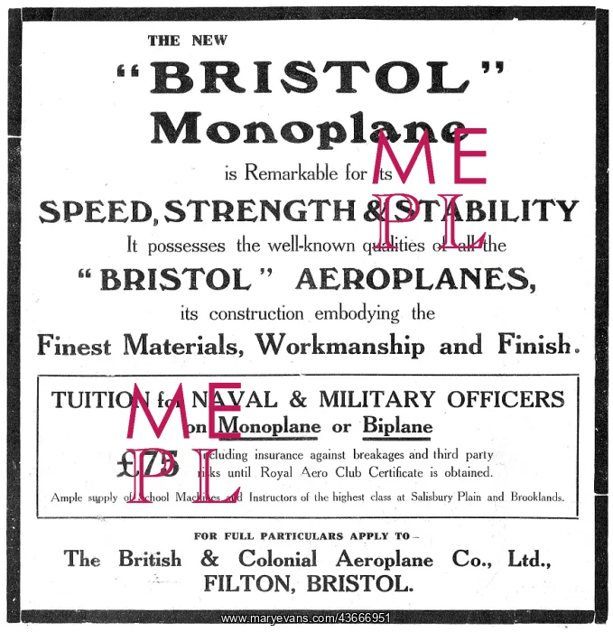 : Bristol Monoplanes : Bristol Monoplanes