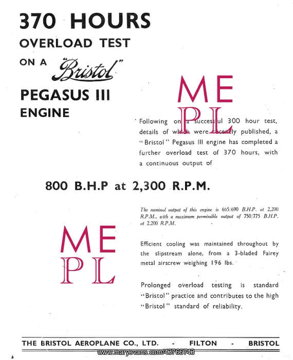 : Bristol Pegasus III 370 Hours Overload Test : Bristol Pegasus III 370 Hours Overload Test
