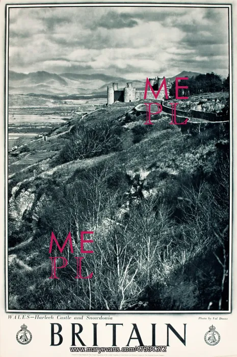 : Britain poster, Harlech Castle and Snowdonia : Britain poster, Harlech Castle and Snowdonia
