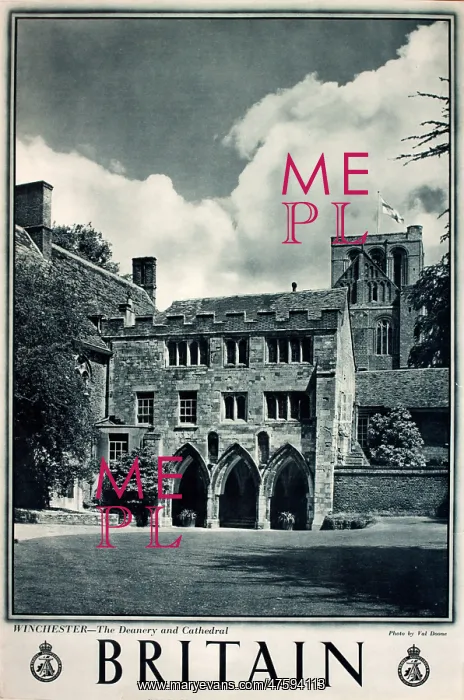 : Britain poster, Winchester Deanery and Cathedral : Britain poster, Winchester Deanery and Cathedral