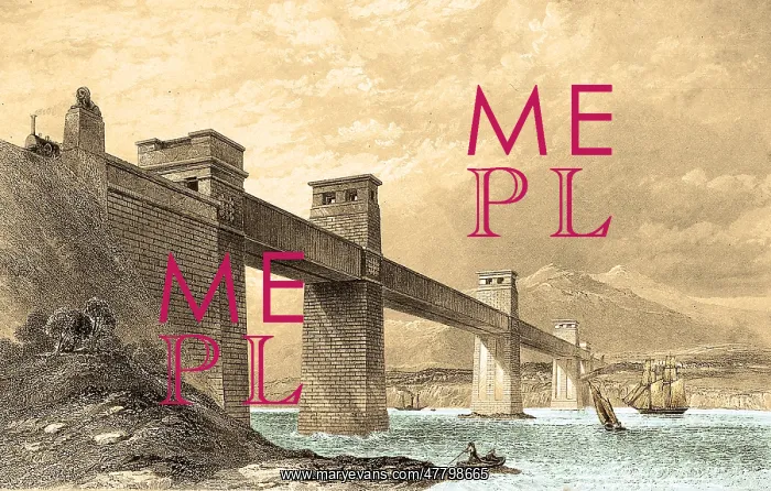 : Britannia Bridge across Menai Strait, 1850 : Britannia Bridge across Menai Strait, 1850