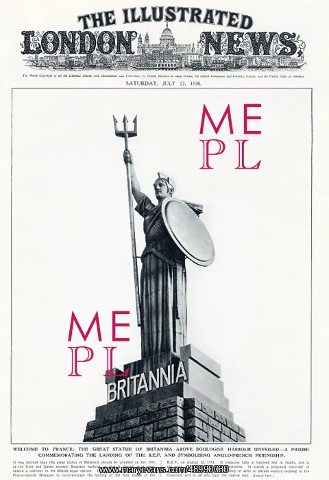 : Britannia statue in Boulogne 1938 : Britannia statue in Boulogne 1938