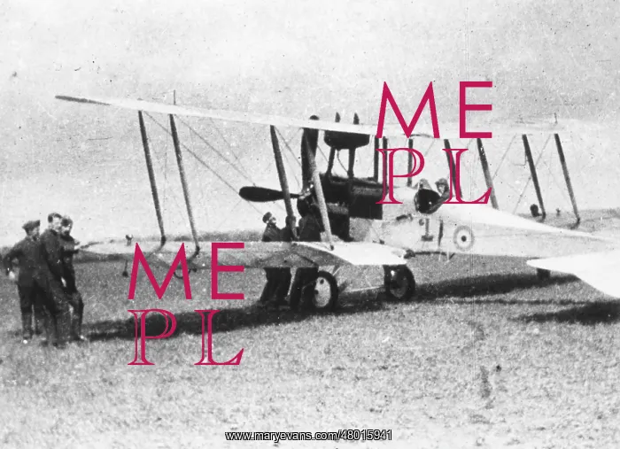 : British BE 12 biplane on an airfield, WW1 : British BE 12 biplane on an airfield, WW1