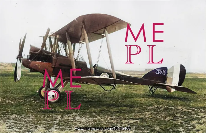 : British BE 12 biplane on an airfield, WW1 : British BE 12 biplane on an airfield, WW1