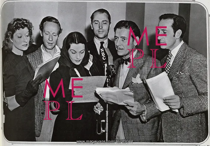 : British actors at a microphone : British actors at a microphone