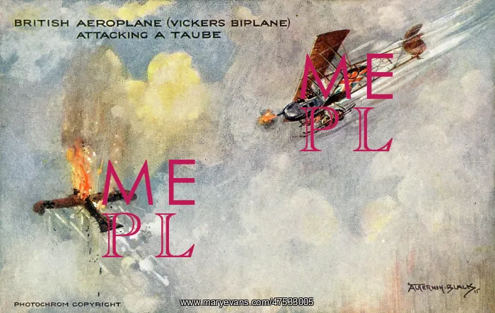  : British Aeroplane (Vickers Biplane) attacking a Taube