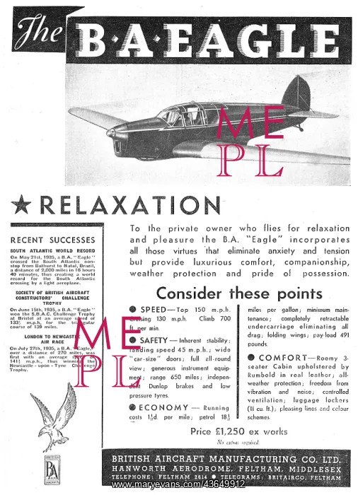 : British Aircraft B.A.Eagle : British Aircraft B.A.Eagle