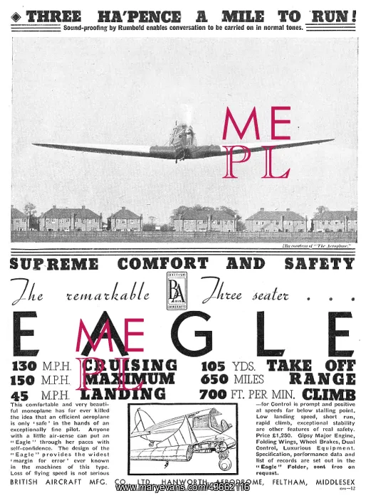 : British Aircraft B.A.Eagle : British Aircraft B.A.Eagle
