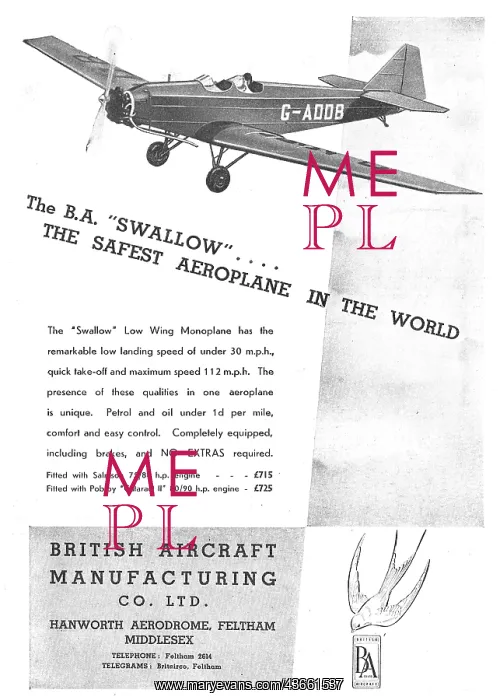 : British Aircraft B.A.Swallow G-ADDB : British Aircraft B.A.Swallow G-ADDB