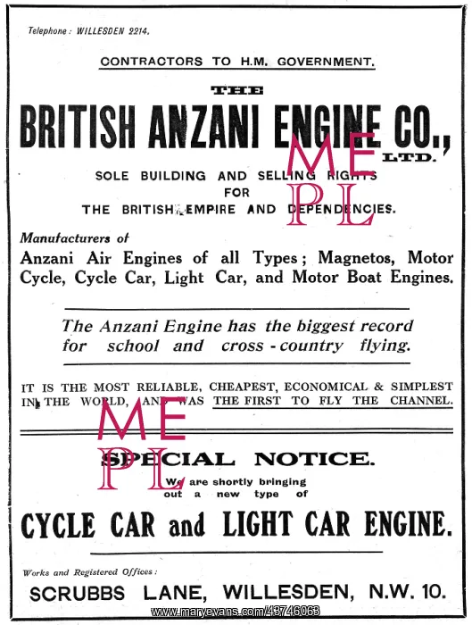 : British Anzani Engines - 1919 : British Anzani Engines - 1919