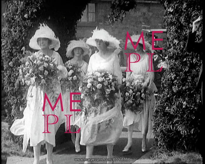 : British Bridesmaids Walking Through A Flowery : British Bridesmaids Walking Through A Flowery