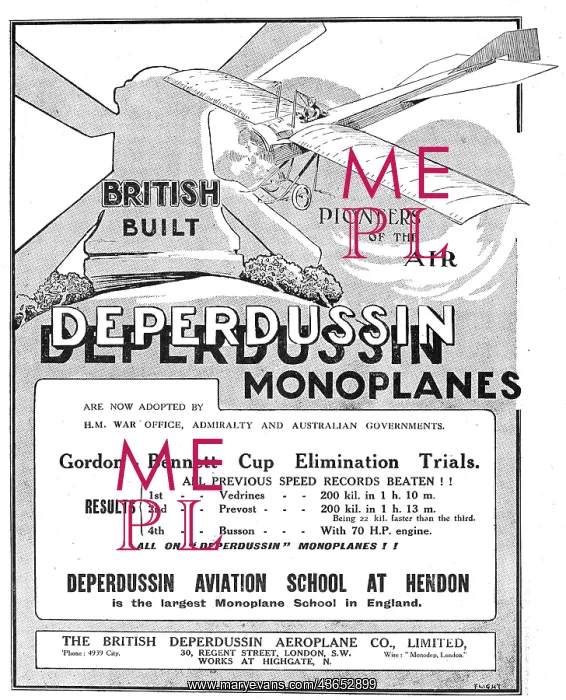 : British Built Deperdussin Monoplanes : British Built Deperdussin Monoplanes