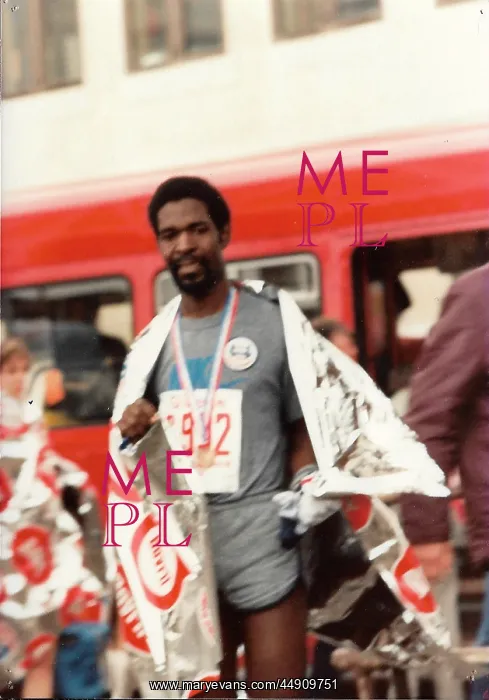  : British Caribbean marathon runner, with foil wrap