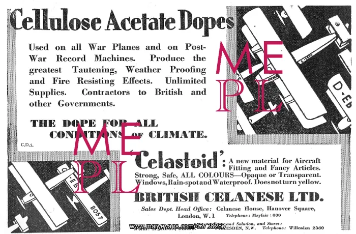 : British Celanese Aeroplane Dopes & Varnishes : British Celanese Aeroplane Dopes & Varnishes