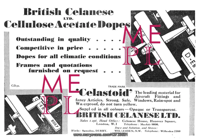 : British Celanese Celastoid Aeroplane Dopes & Varnishes : British Celanese Celastoid Aeroplane Dopes & Varnishes