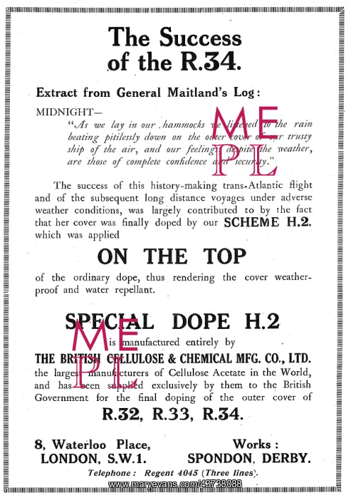 : British Cellulose H.2. Airship Doping Scheme : British Cellulose H.2. Airship Doping Scheme