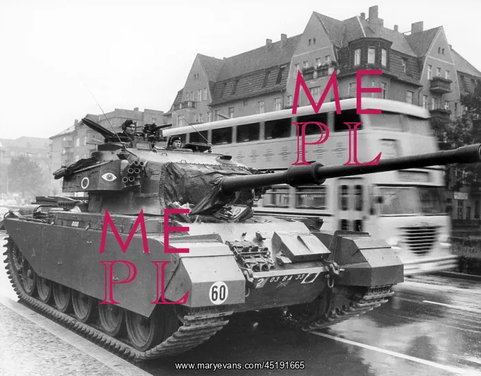 : British Centurion tank on the streets of West Berlin : British Centurion tank on the streets of West Berlin