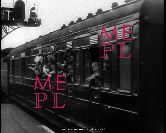 : British Child Evacuees Waving Out of a Train : British Child Evacuees Waving Out of a Train