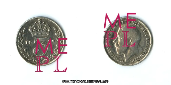 : British coin, George V silver three penny bit : British coin, George V silver three penny bit