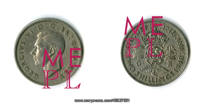 : British coin, George VI florin : British coin, George VI florin