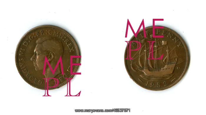 : British coin, George VI halfpenny : British coin, George VI halfpenny