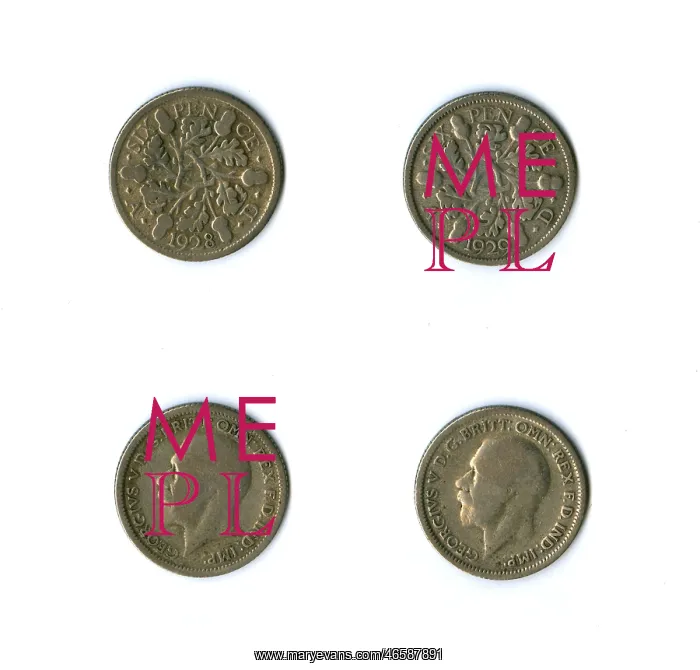 : British coins, two George V sixpences : British coins, two George V sixpences