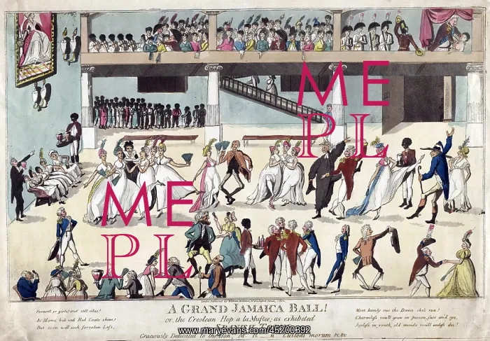 : British colonists dancing and served by ? : British colonists dancing and served by ?
