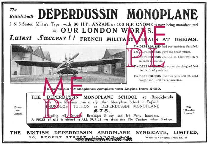 : British Deperdussin Monoplane : British Deperdussin Monoplane