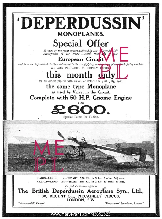 : British Deperdussin Monoplane : British Deperdussin Monoplane