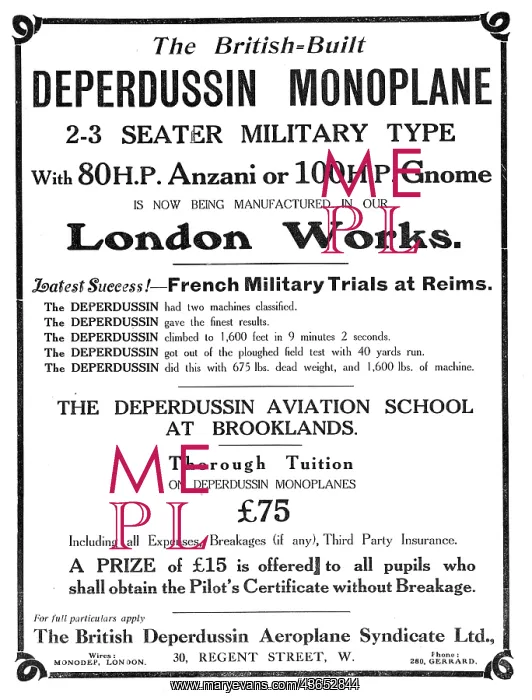 : British Deperdussin Monoplane : British Deperdussin Monoplane