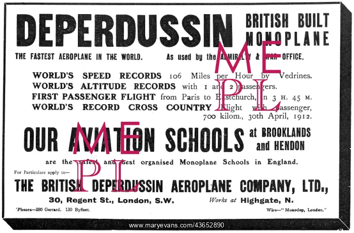 : British Deperdussin Monoplane - British : British Deperdussin Monoplane - British