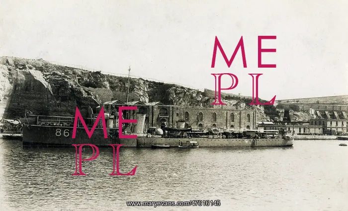 : British destroyer at ammunition dump, Malta : British destroyer at ammunition dump, Malta