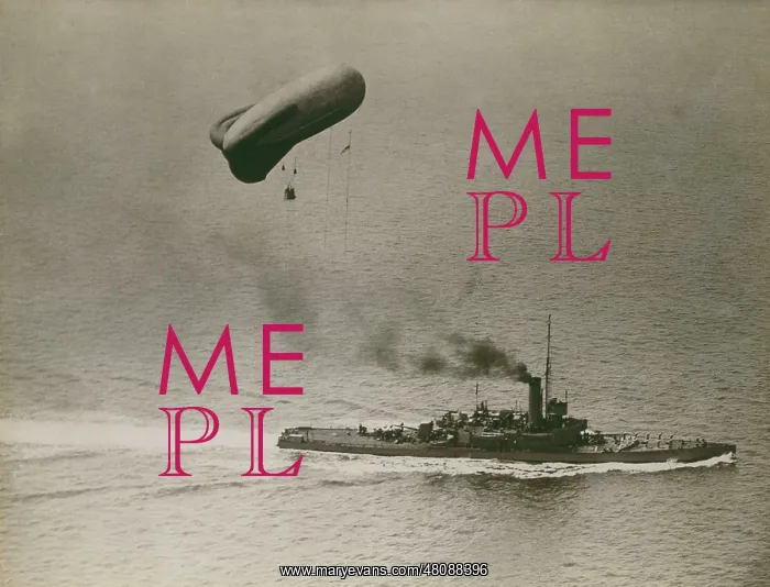 : A British destroyer towing an observation balloon : A British destroyer towing an observation balloon