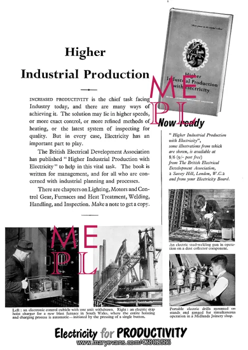 : British Electrical Development Assn Electricity For Industry : British Electrical Development Assn Electricity For Industry