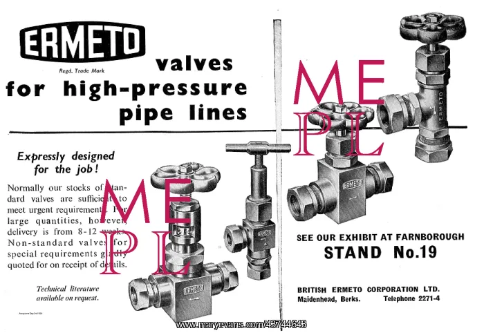 : British Ermeto Valves For High Pressure Pipelines : British Ermeto Valves For High Pressure Pipelines