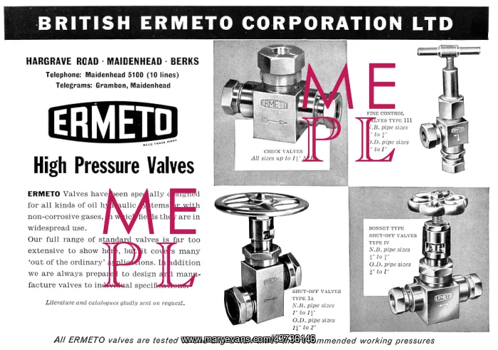 : British Ermeto Valves, Pipes & Couplings : British Ermeto Valves, Pipes & Couplings