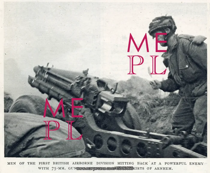 : British First Airborne troops using a 75mm gun, Arnhem : British First Airborne troops using a 75mm gun, Arnhem