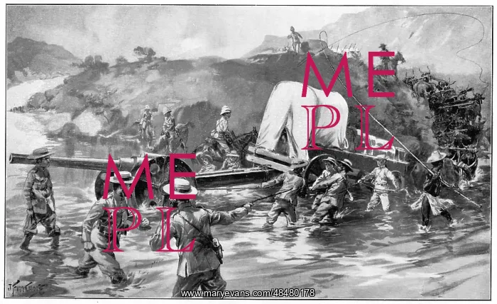 : British forces taking the 4.7 naval gun across : British forces taking the 4.7 naval gun across