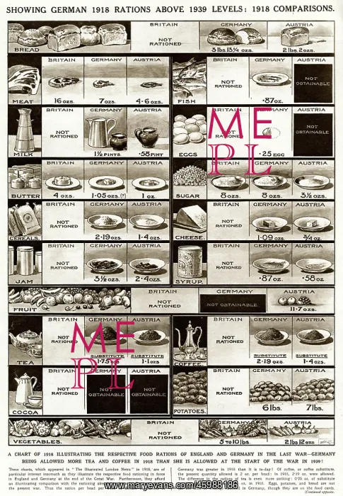 : British, German and Austrian Rations, First World War, 1918 : British, German and Austrian Rations, First World War, 1918