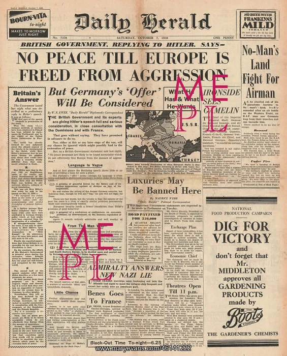 : British government consider Germany's peace offer : British government consider Germany's peace offer