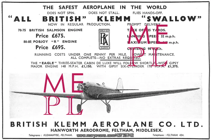 : British Klemm Swallow : British Klemm Swallow