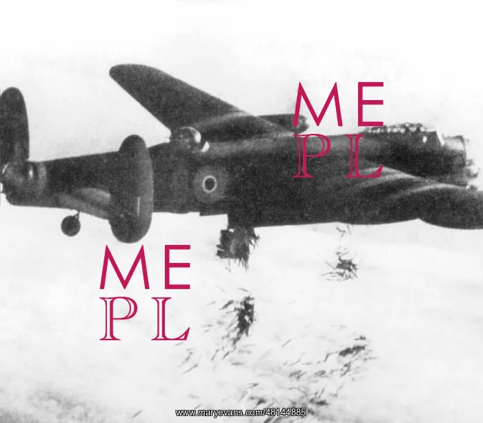 : British Lancaster bomber over Germany, 1944 : British Lancaster bomber over Germany, 1944