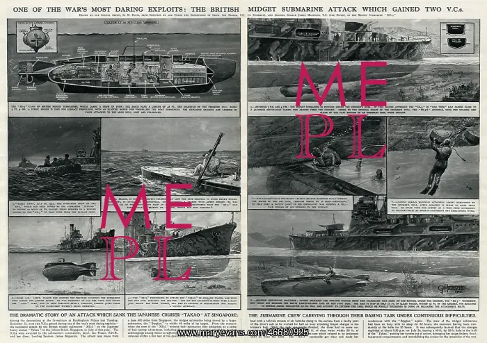: British midget submarine attack by G. H. Davis : British midget submarine attack by G. H. Davis
