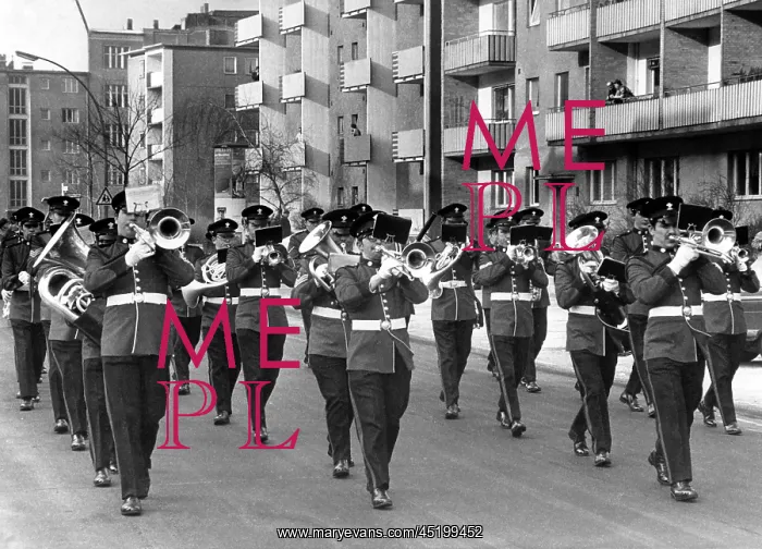 : A British military band marches through Berlin : A British military band marches through Berlin