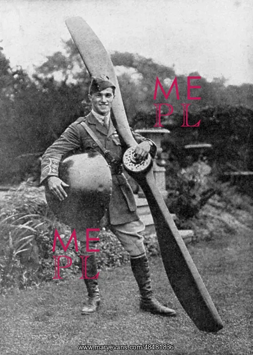 : British pilot Albert Ball posing with trophies : British pilot Albert Ball posing with trophies