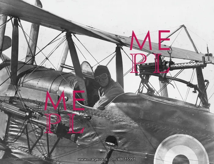 : British RE8 biplane and pilot, WW1 : British RE8 biplane and pilot, WW1
