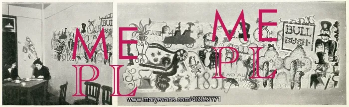 : British Restaurant, WWII - mural decorations : British Restaurant, WWII - mural decorations