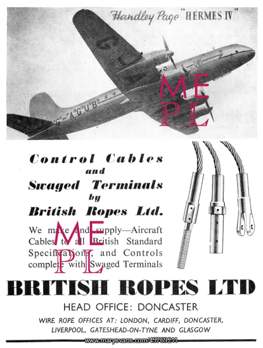 : British Ropes Control Cables & Swaged Terminals 1952 : British Ropes Control Cables & Swaged Terminals 1952