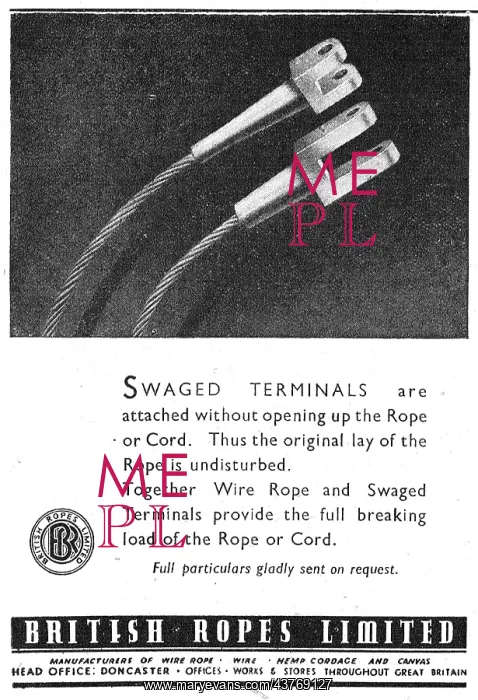: British Ropes Swaged Terminals 1946 : British Ropes Swaged Terminals 1946
