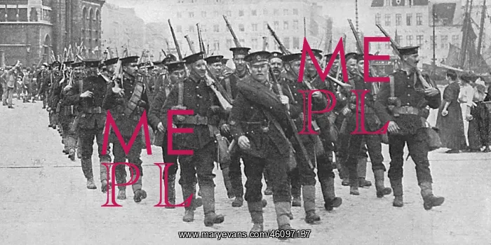 : British Royal Marines arriving in Ostend, Belgium, WW1 : British Royal Marines arriving in Ostend, Belgium, WW1